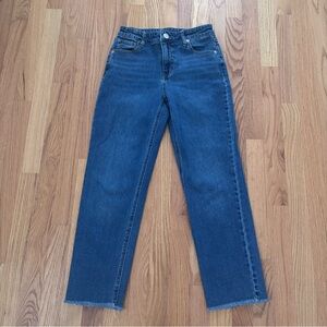 Wild Fable High Rise Straight Leg Jeans Raw Hem Dark Wash Size 2